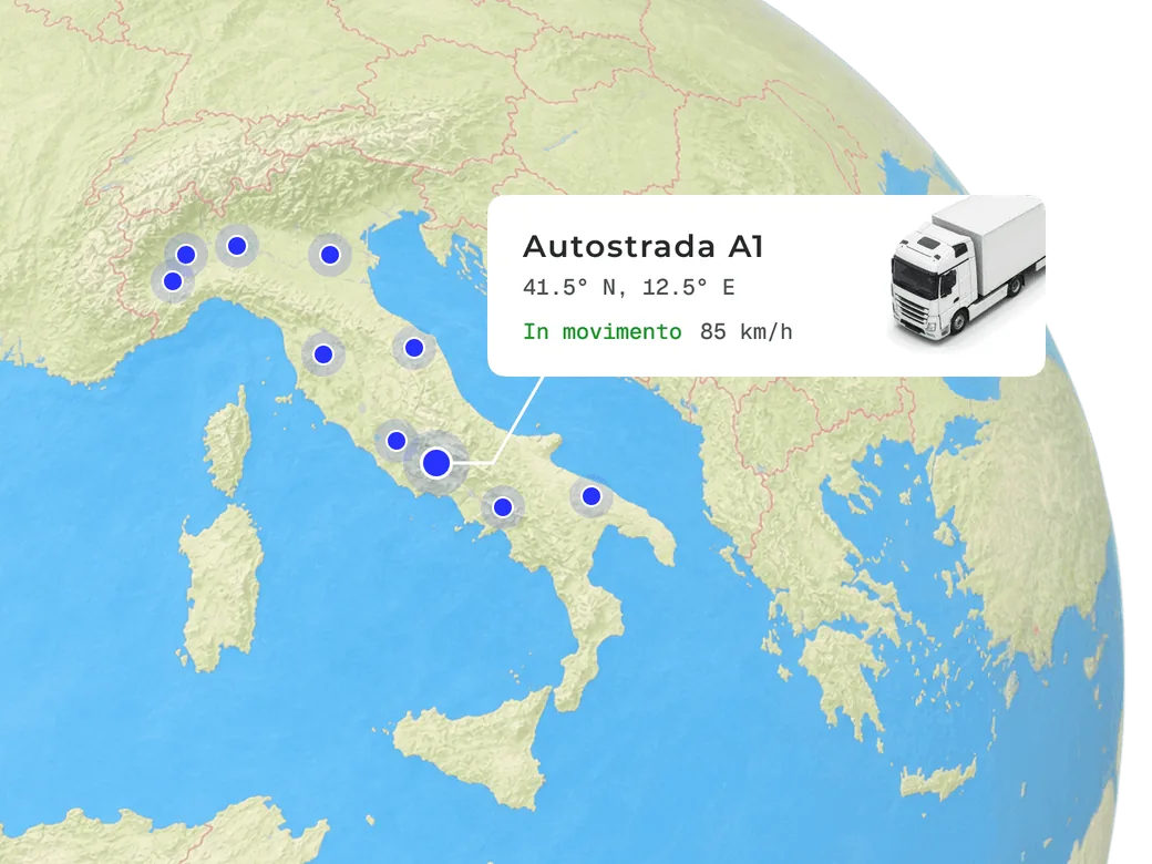 Mappa di tracking GPS Mooval con posizione in tempo reale ed ETA di un mezzo in viaggio